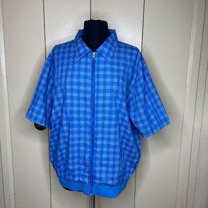 Tropi-Cool Blue Plaid Short Sleeves Shirt Size L